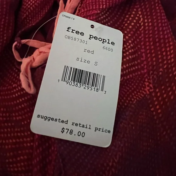 NWT $78 Free People | Casual Tank in Red | Cool Cut Out Sides for Lightweight - Picture 7 of 8